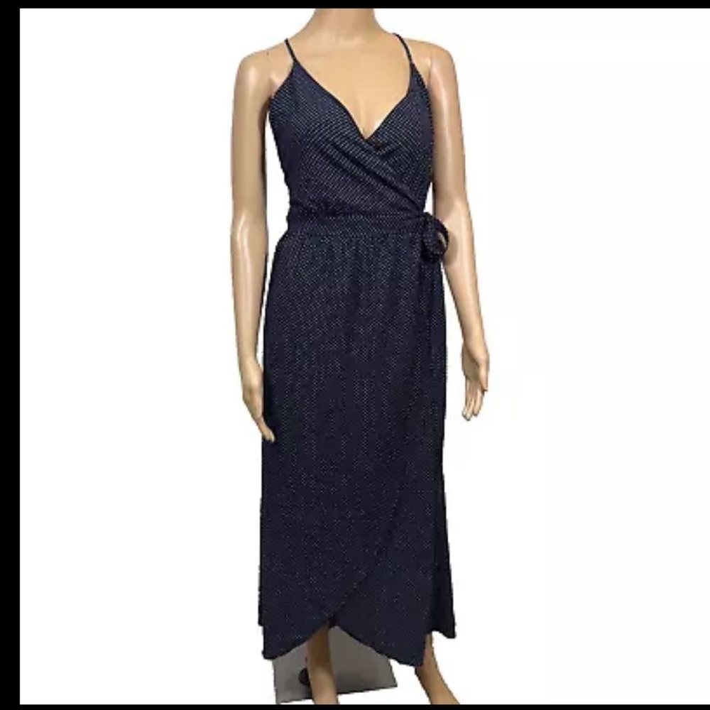Urban Outfitters Polka Dot Wrap Slip Maxi Dress Size L Preppy